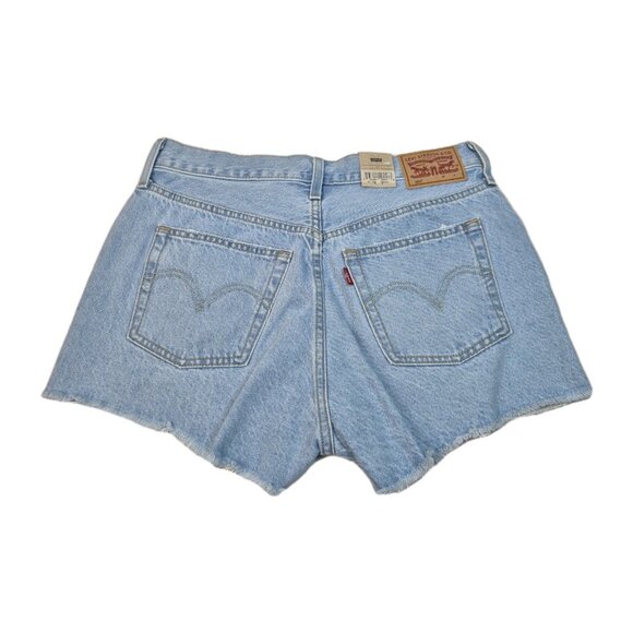 Levi's 501 Size 29 Women's HIGH Rise Ripped Distressed Jean Denim Shorts Blue 55 - Picture 2 of 8